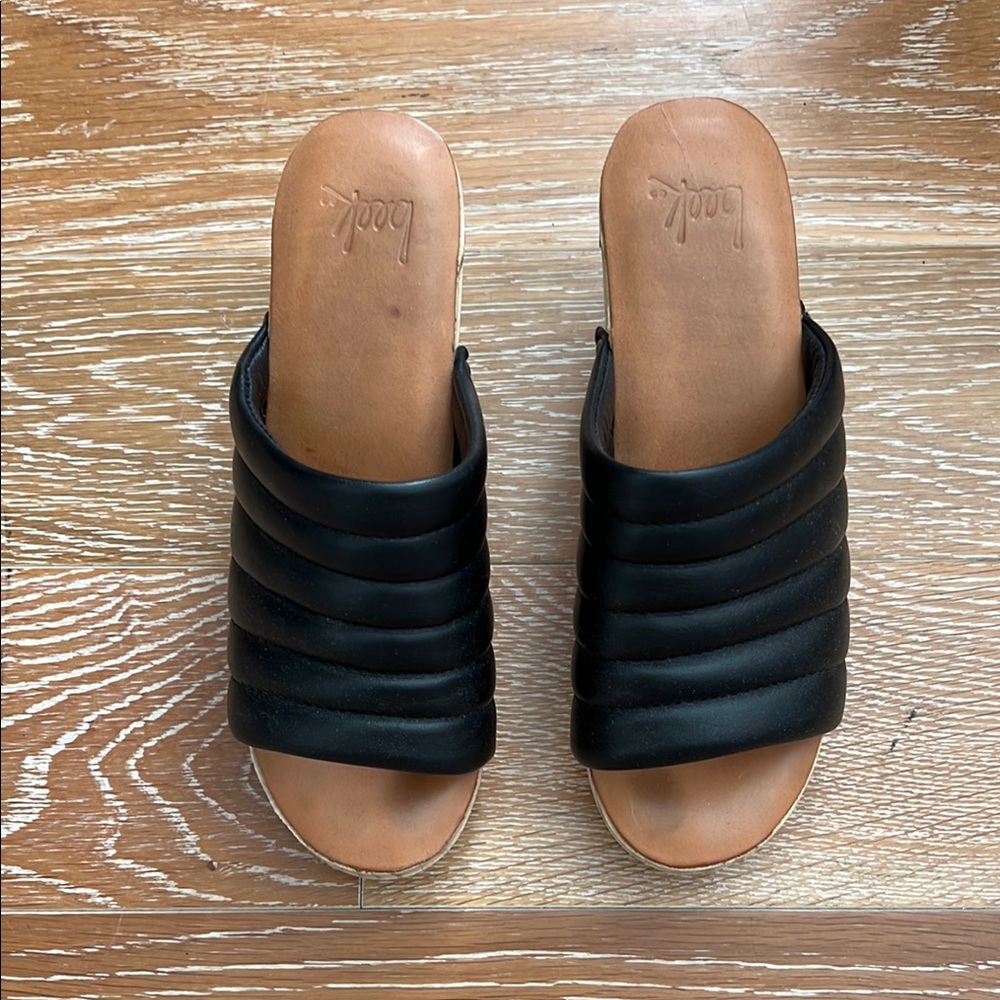 Beek roller clog sandals, black leather